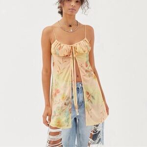 Urban Outfitters UO Angelic Longline Flyaway Sheer Floral Cami Tank Flowy Small*